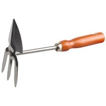 270 мм, 3 зубца, нержавеющая сталь, деревянная ручка, сердцевидное лезвие, мотыжка садовая 8 GRINDA 8-421139 