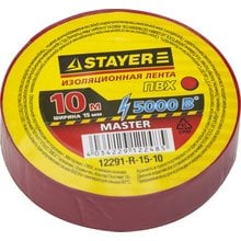 Изолента ПВХ 5000 В красная 15 мм 10 м STAYER MASTER 12291-R-15-10   