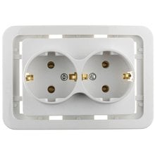 Розетка ГАММА двойная, с заземлением, цвет белый, 16А/~250В СВЕТОЗАР SV-54107-W   