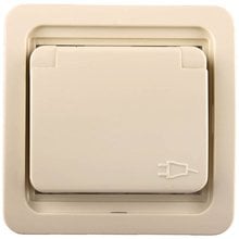 Розетка ГАММА одинарная с крышкой, с заземлением, цвет бежевый,16А/~250В СВЕТОЗАР SV-54110-B   