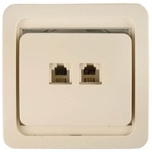 Розетка ГАММА телефонная двойная, цвет бежевый СВЕТОЗАР SV-54118-B   