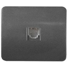 Розетка ГАММА телефонная, одинарная, без вставки и рамки, цвет темно-серый металлик СВЕТОЗАР SV-54117-DM   