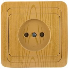 Розетка ГАММА без заземления, одинарная, цвет ольха, 16А/~250В СВЕТОЗАР SV-54100-A   