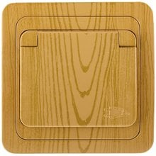 Розетка ГАММА с заземлением, одинарная с крышкой, цвет ольха, 16А/~250В СВЕТОЗАР SV-54110-A   