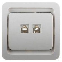 Розетка ГАММА телефонная двойная, цвет белый СВЕТОЗАР SV-54118-W   