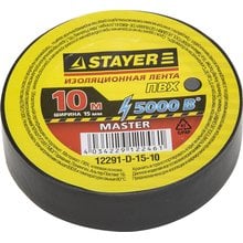 Изолента ПВХ 5000 В черная 15 мм 10 м STAYER MASTER 12291-D-15-10   