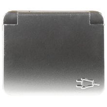 Розетка ГАММА с заземлением, одинарная с крышкой, без вставки и рамки, цвет светло-серый металлик, 16А/~250В СВЕТОЗАР SV-54110-SM   