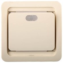 Выключатель ГАММА одноклавишный, с подсветкой, цвет бежевый, 10А/~250В СВЕТОЗАР SV-54131-B   