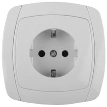 Розетка CITY LIGHT одинарная в сборе, с заземлением, цвет белый, 16А/~250В СВЕТОЗАР SV-54205-W   