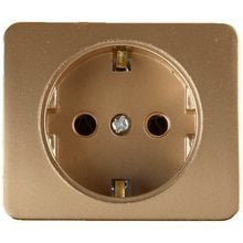 Розетка ГАММА с заземлением, одинарная, без вставки и рамки, цвет золотой металлик, 16А/~250В СВЕТОЗАР SV-54105-GM   