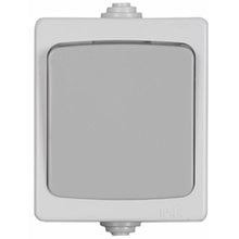 Выключатель АВРОРА проходной, одноклавишный, IP44, цвет серо-белый, 10А/~250В СВЕТОЗАР SV-54340-W   