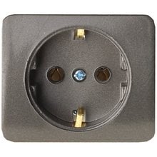 Розетка ГАММА с заземлением, одинарная, без вставки и рамки, цвет темно-серый металлик, 16А/~250В СВЕТОЗАР SV-54105-DM   