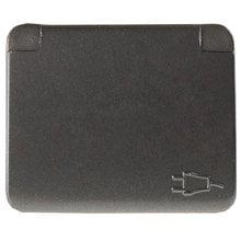 Розетка ГАММА с заземлением, одинарная с крышкой, без вставки и рамки, цвет темно-серый металлик, 16А/~250В СВЕТОЗАР SV-54110-DM   