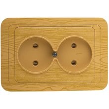 Розетка ГАММА без заземления, двойная, цвет ольха,16А/~250В СВЕТОЗАР SV-54102-A   