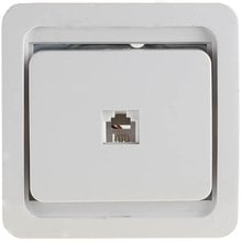 Розетка ГАММА телефонная одинарная, цвет белый СВЕТОЗАР SV-54117-W   