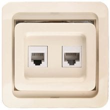 Розетка ГАММА комбинированная, телефонная + компьютерная, цвет бежевый СВЕТОЗАР SV-54119-B   
