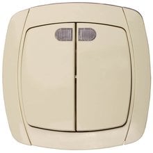 Выключатель CITY LIGHT двухклавишный в сборе, с подсветкой, бежевый, 10А/~250В СВЕТОЗАР SV-54235-B   