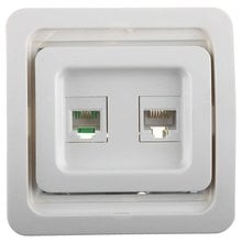 Розетка ГАММА комбинированная, телефонная + компьютерная, цвет белый СВЕТОЗАР SV-54119-W   