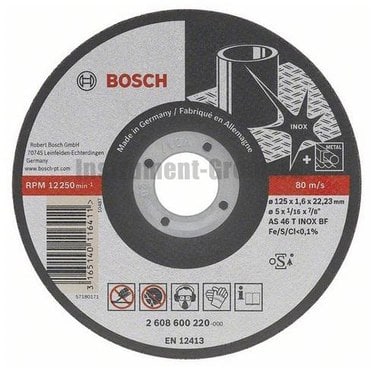 Диск отрезной по нержавеющей стали Bosch 2.608.602.220 (115х22,2х1 мм)